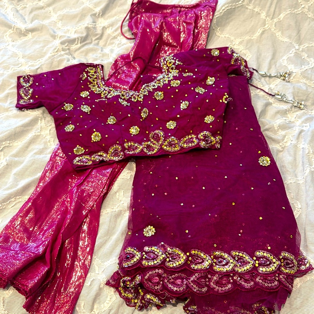 Stunning net crystal saree sari with blouse